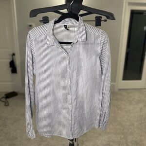 Divided women's Blue and White Striped Button Down Shirt